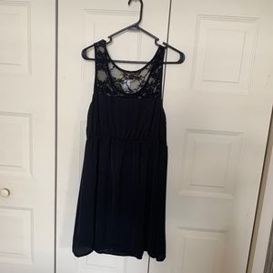 Black satin mini dress